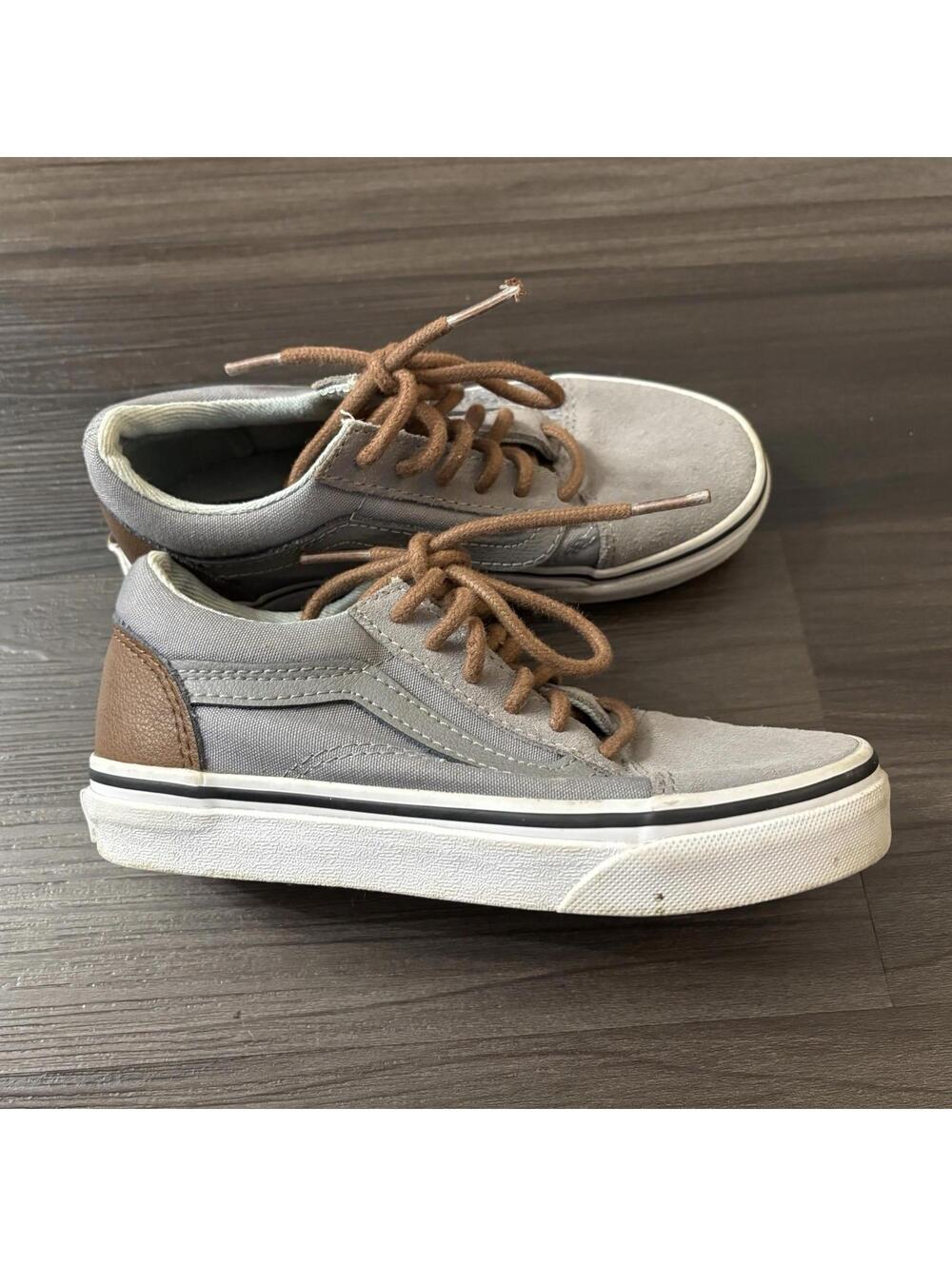 Vans Old Skool Little Kids Size 13 Gray & Brown Lace Up Sneakers